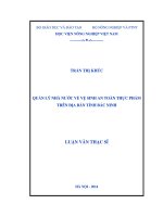 Quản lý nhà nước về vệ sinh an toàn thực phẩm trên địa bàn tỉnh bắc ninh