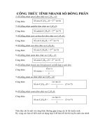 HÓA HỌC CÔNG THỨC TÍNH NHANH SỐ ĐỒNG PHÂN