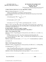 Đề và đáp án thi thử môn toán 12 năm 2011