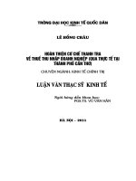 Hoàn thiện cơ chế thanh tra về thuế thu nhập doanh nghiệp (qua thực tế tại thành phố Cần Thơ)