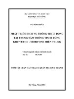 Phát triển dịch vụ thông tin di động tại trung tâm thông tin di động khu vực III   MOBIFONE miền trung
