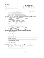 Đề kiểm tra môn tiếng anh 3