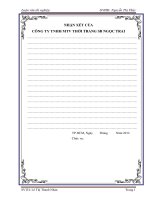 ĐỒ ÁN CHUYÊN NGÀNH CÔNG NGHỆ MAY ĐỀ TÀI: NGHIÊN CỨU VÀ CẢI TIẾN THAO TÁC ĐỐI VỚI MÃ HÀNG SƠ MI NỮ VR6547R TẠI CÔNG TY TNHH MTV THỜI TRANG SB NGỌC TRAI