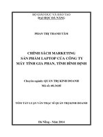 Chính sách Marketing sản phẩm laptop của Công ty Máy Tính Gia Phan, tỉnh Bình Định