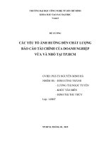 CÁC YẾU TỐ ẢNH HƯỞNG ĐẾN CHẤT LƯỢNG BÁO CÁO TÀI CHÍNH CỦA DOANH NGHIỆP VỪA VÀ NHỎ TẠI TP.HCM