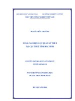 Nâng cao hiệu lực quản lý thuế tại cục thuế tình bắc ninh