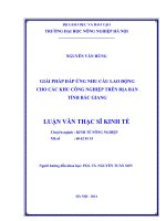 Giải pháp đáp ứng nhu cầu lao động cho các khu công nghiệp trên địa bàn tỉnh bắc giang