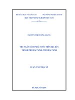 Thu ngân sách nhà nước trên địa bàn thành phố bắc ninh, tỉnh bắc ninh