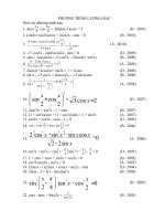 PHƯƠNG TRÌNH LƯỢNG GIÁC CỦA CÁC ĐỀ THI CÁC NĂM GẦN ĐÂY