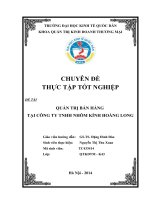 Quản trị bán hàng tại công ty TNHH nhôm kính Hoàng Long