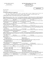 Đề + Đáp án thi thử chuyên Nguyễn Huệ lần 3