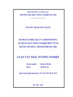 Đánh giá hiệu quả và định hướng sử dụng đất nông nghiệp bền vững huyện mỹ đức, thành phố hà nội