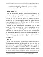 SÁNG KIẾN KINH NGHIỆM CÁC THỦ THUẬT DẠY TỪ VỰNG TIẾNG ANH 8