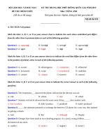 ĐỀ VÀ ĐÁP ÁN MÔN ANH KỲ THI TRUNG HỌC PHỔ THÔNG QUỐC GIA NĂM 2015