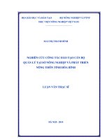 Nghiên cứu công tác đào tạo cán bộ quản lý tại sở nông nghiệp và phát triển nông thôn tỉnh hòa bình