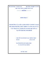 Ảnh hưởng của liều lượng phân vi sinh và kali đến sinh trưởng, phát triển và năng suất của cây trạch tả (alisma plantago aquatical) tại yên khánh, ninh bình