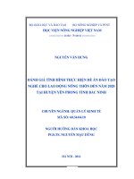 Đánh giá tình hình thực hiện đề án đào tạo nghề cho lao động nông thôn đến năm 2020 tại huyện yên phong tỉnh bắc ninh