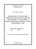 Biện pháp quản lý hoạt động kiểm tra đánh giá kết quả học tập môn sinh học của học sinh các trường trung học cơ sở quận Cẩm Lệ, thành phố Đà Nẵng