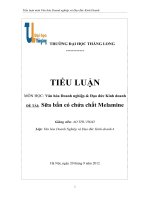 Tiểu luận môn Văn hóa Doanh nghiệp và Đạo đức Kinh Doanh Sữa bẩn có chứa chất Melamine
