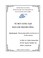 TƯ DUY SÁNG TẠO DẪN LỐI THÀNH CÔNG