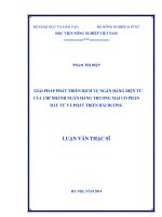Giải pháp phát triển dịch vụ ngân hàng điện tử của chi nhánh ngân hàng thương mại cổ phần đầu tư và phát triển hải dương