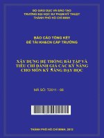 Xây dựng hệ thống bài tập và tiêu chí đánh giá các kỹ năng cho môn kỹ năng dạy học