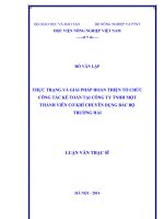 Thực trạng và giải pháp hoàn thiện tổ chức công tác kế toán tại công ty TNHH một thành viên cơ khí chuyên dụng bắc bộ trường hải