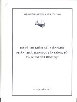 Bộ đề thi kiểm sát viên giỏi phần thực hành quyền công tố và kiểm sát hình sự