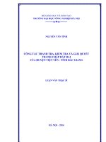 Công tác thanh tra, kiểm tra và giải quyết tranh chấp đất đai của huyện việt yên tỉnh bắc giang
