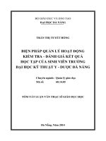 Biện pháp quản lý hoạt động kiểm tra - đánh giá kết quả học tập của sinh viên Trường Đại học Kỹ thuật Y - Dược Đà Nẵng