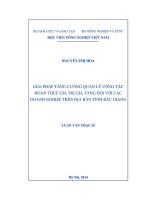 Giải pháp tăng cường quản lý công tác hoàn thuế giá trị gia tăng đối với các doanh nghiệp trên địa bàn tỉnh bắc giang