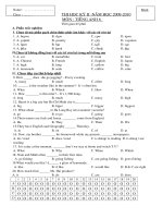 Đề thi học kì II anh văn lớp  6