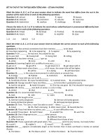 đề thi thử tiếng anh 2015 có đáp án