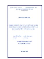 Ngiên cứu thực trạng và đề xuất một số giải pháp nâng cao hiệu quả dồn điền đổi thửa tại huyện phú xuyên   thành phố hà nội