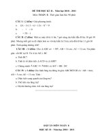ĐỀ VÀ ĐÁP ÁN KTHK MÔN TOÁN 8