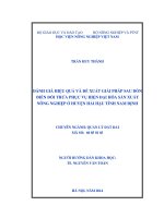 Đánh giá hiệu quả và đề xuất giải pháp sau dồn điền đổi thửa phục vụ hiện đại hóa sản xuất nông nghiệp ở huyện hải hậu tỉnh nam định