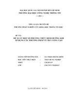 ĐỀ XUẤT MỘT SỐ PHƯƠNG THỨC ĐỊNH HƯỚNG KHI ÁP DỤNG CÁC PHƯƠNG PHÁP TƯ DUY SÁNG TẠO