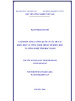 Giải pháp tăng cường quản lý các đề tài khoa học và công nghệ thuộc sở khoa học và công nghệ tỉnh bắc giang