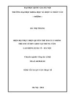 tóm tắt luận văn Biện hộ thực trạng Quyền trẻ em của nhóm trẻ em có HIV AIDS tại Trung tâm Lao động 02 Ba Vì - Hà Nội