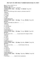 BÀI TẬP CÂU HỎI TRẮC NGHIỆM KHÁCH QUAN ANH 9