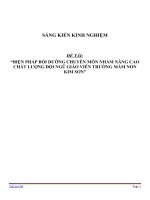 sáng kiến kinh nghiệm “BIỆN PHÁP bồi DƯỠNG CHUYÊN môn NHẰM NÂNG CAO CHẤT LƯỢNG đội NGŨ GIÁO VIÊN TRƯỜNG mầm NON KIM sơn”