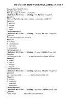 BỘ CÂU HỎI TRẮC NGHIỆM KHÁCH QUAN ANH 9 CÓ ĐÁP ÁN