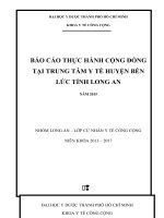 BÁO cáo THỰC HÀNH CỘNG ĐỒNG tại TRUNG tâm y tế HUYỆN bến lức TỈNH LONG AN