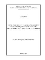 Chính sách thu hút và quản lý hoạt động vốn đầu tư trực tiếp nước ngoài của Việt Nam hiện nay – Thực trạng và giải pháp  Luận văn ThS 2014