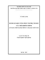 Đánh giá khả năng phát âm phụ âm đầu của trẻ khiếm thính (Có mang thiết bị trợ thính và trị liệu ngôn ngữ)