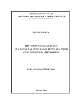 Phát triển nguồn nhân lực của ngành xây dựng Hà Nội trong quá trình công nghiệp hóa, hiện đại hóa