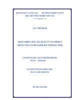 Hoàn thiện công tác quản lý tài chính ở trung tâm văn hóa Kinh Bắc tỉnh Bắc Ninh