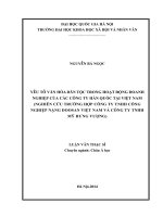 Yếu tố văn hóa dân tộc trong hoạt động doanh nghiệp của các công ty Hàn Quốc tại Việt Nam (Nghiên cứu trường hợp công ty TNHH công nghiệp nặng Doosan Việt Nam và công ty TNHH Mỹ Hưng Vượng)