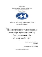 Báo cáo thực tập PHÂN TÍCH mô HÌNH và PHƯƠNG PHÁP HOÀN THIỆN bộ máy tổ CHỨC tại CÔNG TY TNHH THỦ CÔNG mỹ NGHỆ NGUỒN VIỆT