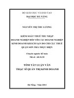 Kiểm soát thuế thu nhập doanh nghiệp đối với các doanh nghiệp kinh doanh khách sạn do chi cục thuế quận sơn trà thực hiện